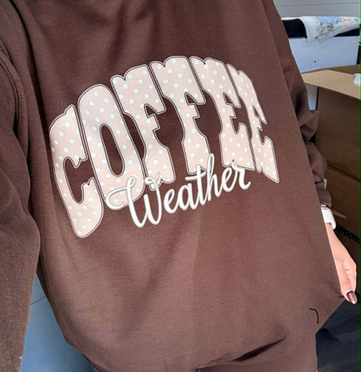 Coffee Weather Polka Dot Fall Crewneck/Short Sleeve