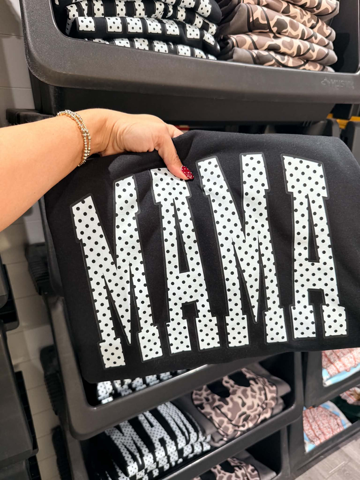MAMA BLACK AND WHITE POLKA DOTS CREWNECK