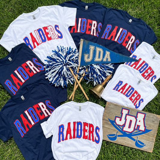 "RAIDERS" Retro Red & Blue Team Lettering