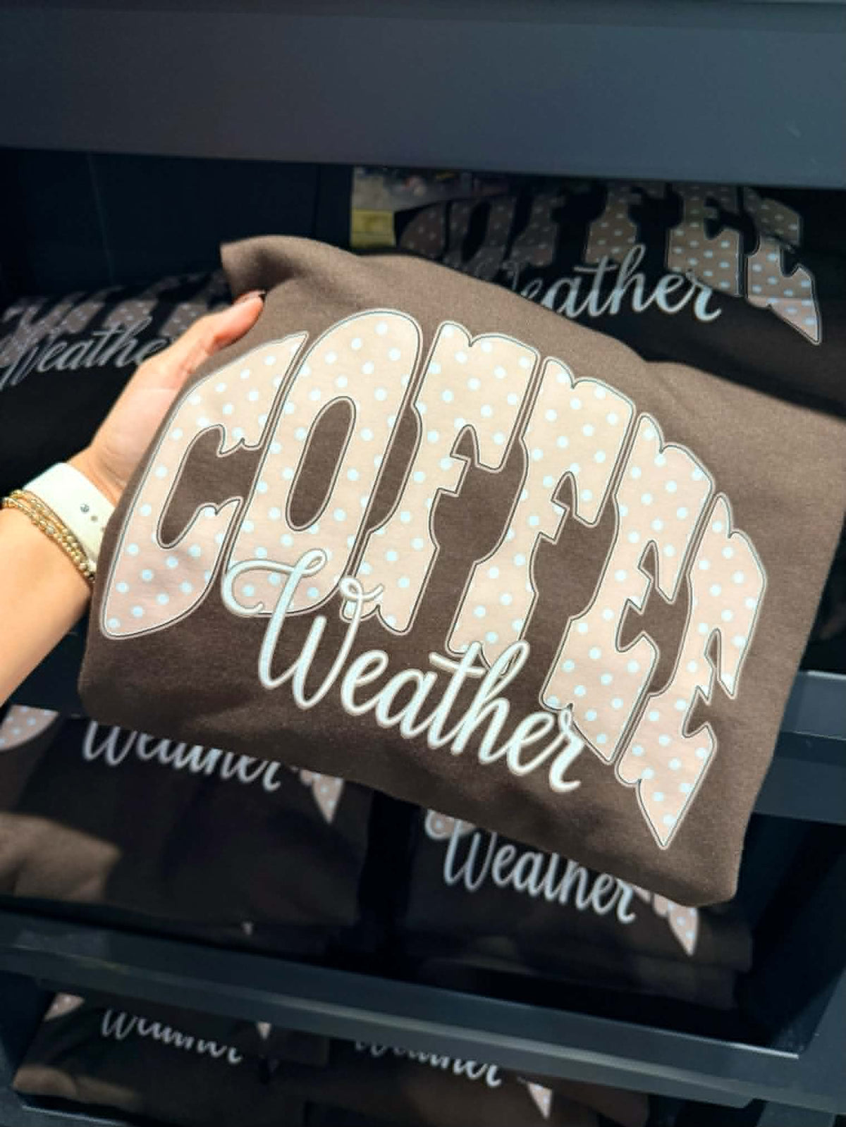 Coffee Weather Polka Dot Fall Crewneck/Short Sleeve